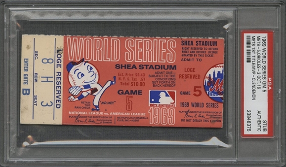 1969 World Series Game 5 Ticket Stub "Mets 1st Title" (PSA)